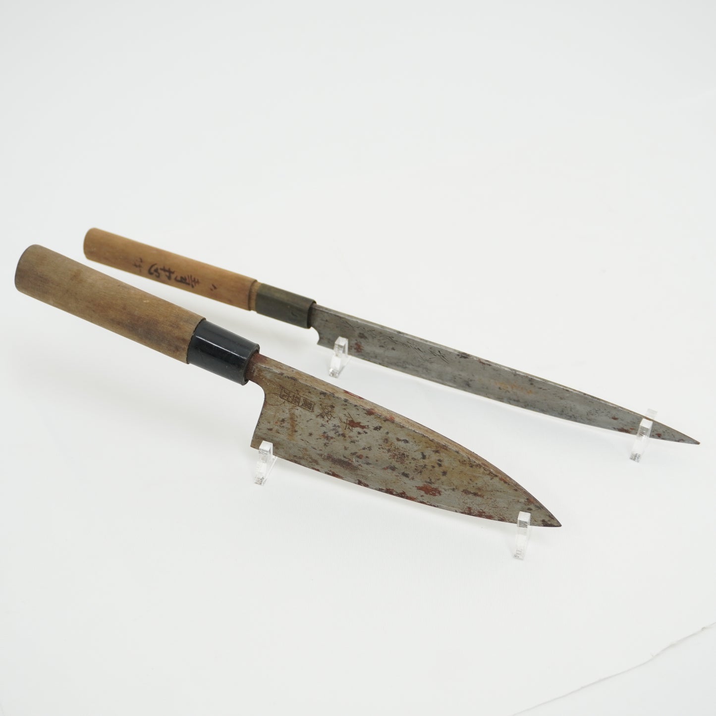 Japanese Used Vintage Kitchen Knife Lot 2 Set Sushi Sasimi F-424