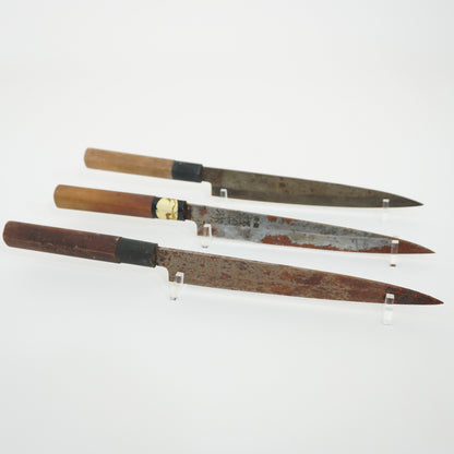 Japanese Used Kitchen Knife Lot 3 Set Sushi Sasimi For Restoration F-434