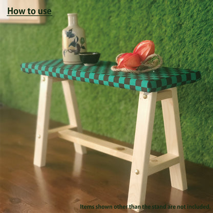 Ichimatsu Wagara Display Bench – Handmade Wood, Japanese Decor, Beeswax Finish