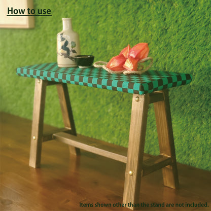 Ichimatsu Wagara Display Bench – Handmade Wood, Japanese Decor, Walnut Finish