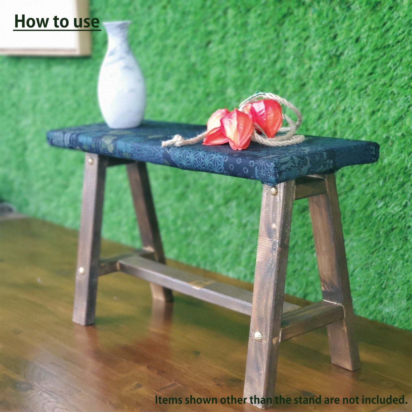 Indigo's Wagara Display Bench – Handmade Wood, Japanese Decor, Walnut Finish