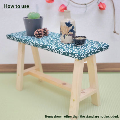 Karakusa Wagara Display Bench – Handmade Wood, Japanese Decor, Beeswax Finish