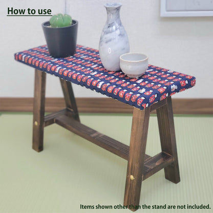 Kokeshi Wagara Display Bench – Handmade Wood, Japanese Decor, Walnut Finish