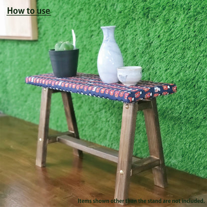 Kokeshi Wagara Display Bench – Handmade Wood, Japanese Decor, Walnut Finish