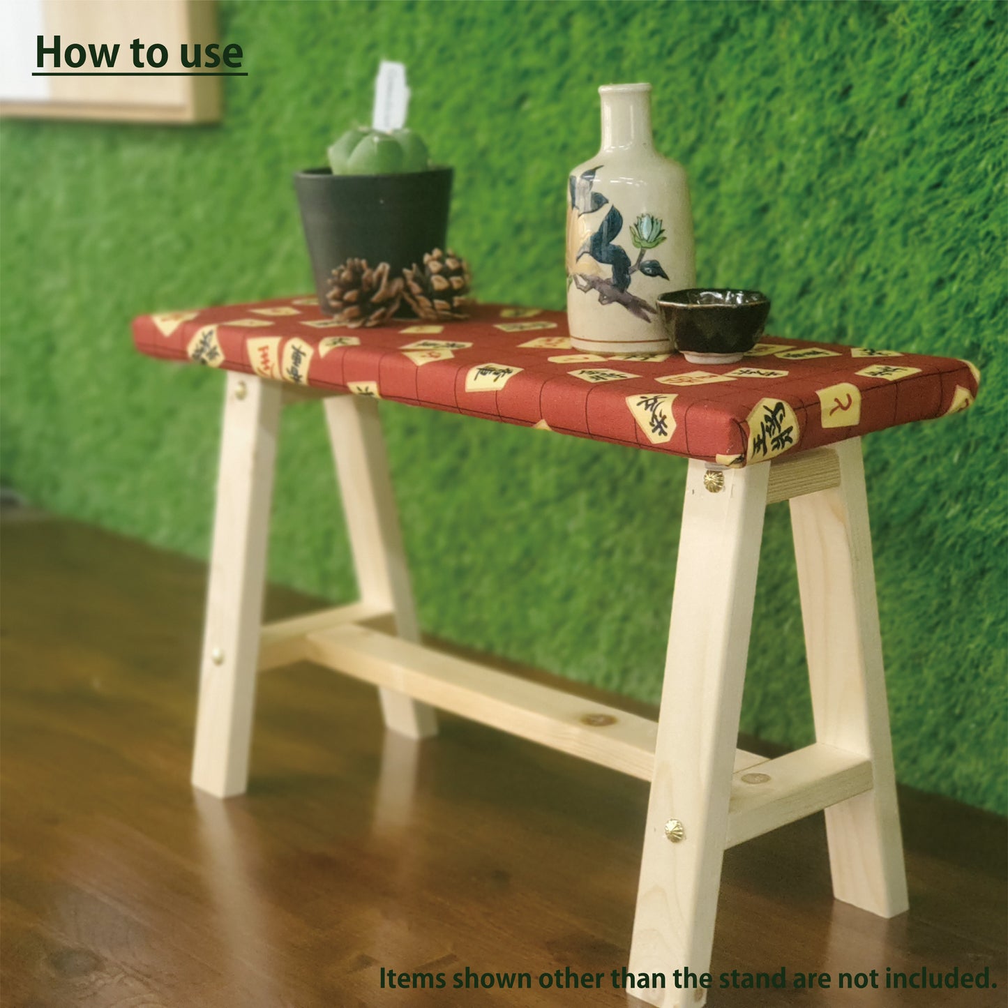 Shogi Wagara Display Bench – Handmade Wood, Japanese Decor, Beeswax Finish