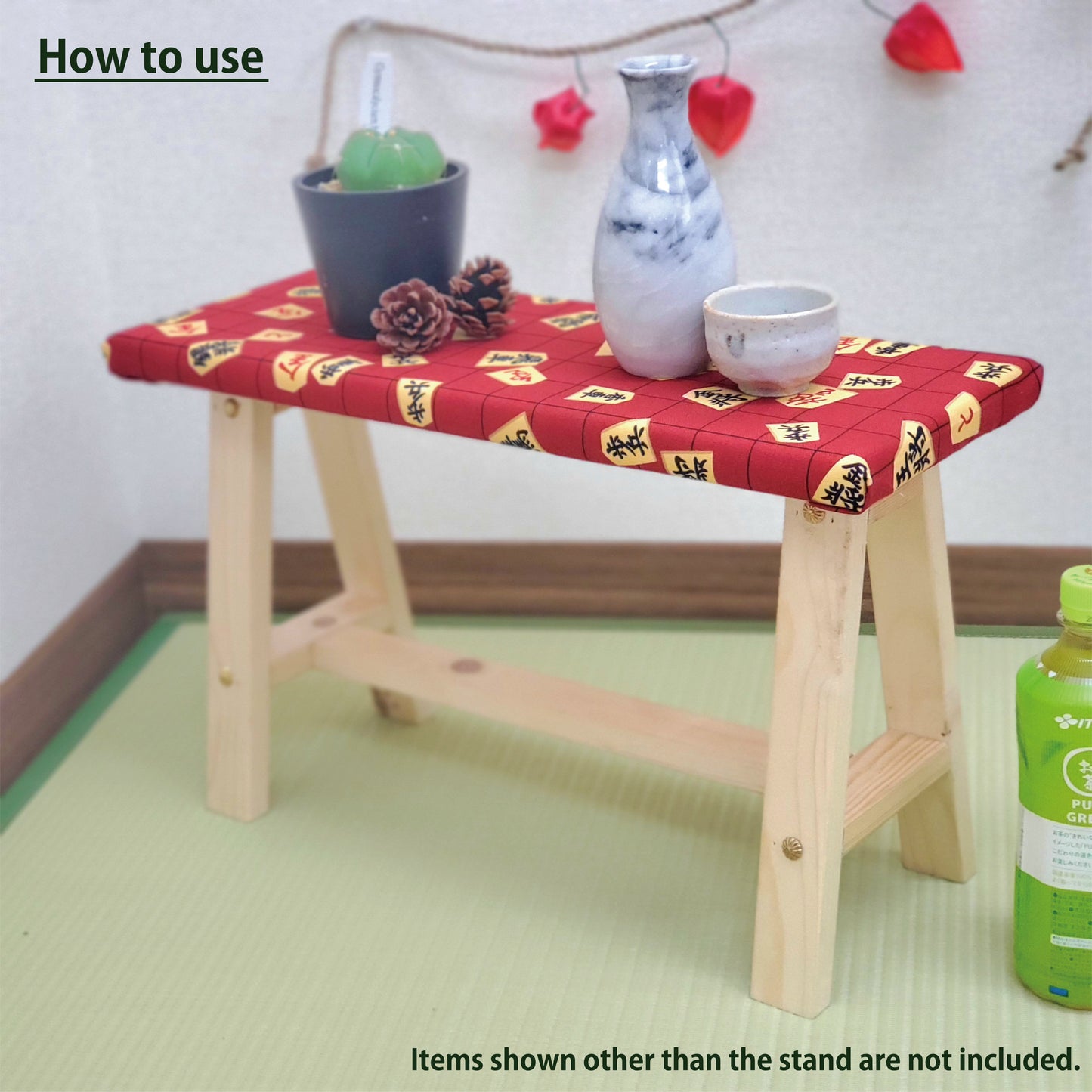 Shogi Wagara Display Bench – Handmade Wood, Japanese Decor, Beeswax Finish