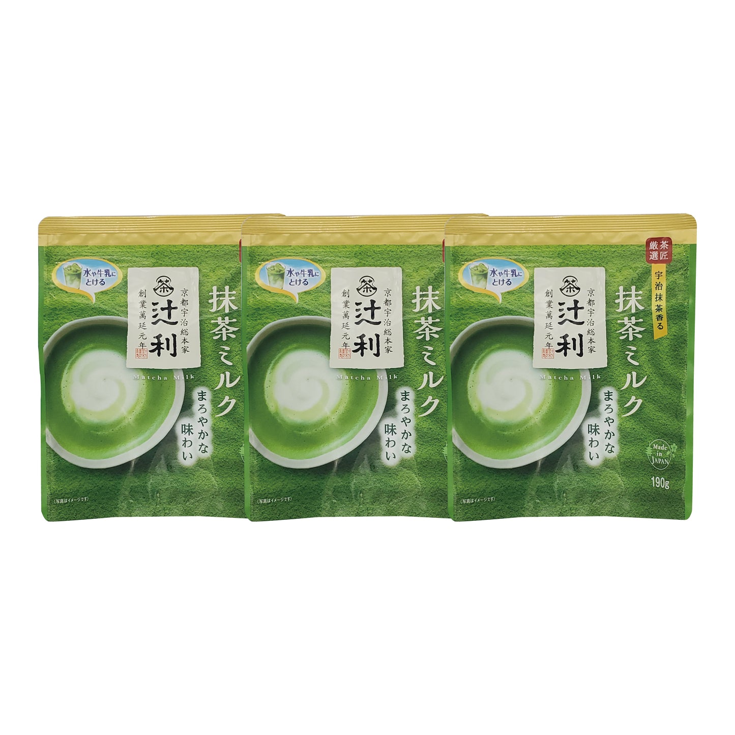 Tsujiri Matcha Milk Green Tea Flavor Powder 190g Set 3 Pcs From Japan